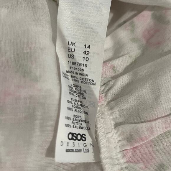 NWT ASOS Design Eyelet Fill Ruched Mini Dress in Textured Rose Floral Print - Picture 9 of 9